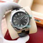 Copy Vacheron Constantin Overseas Grey Dial Black Leather Watch 42MM